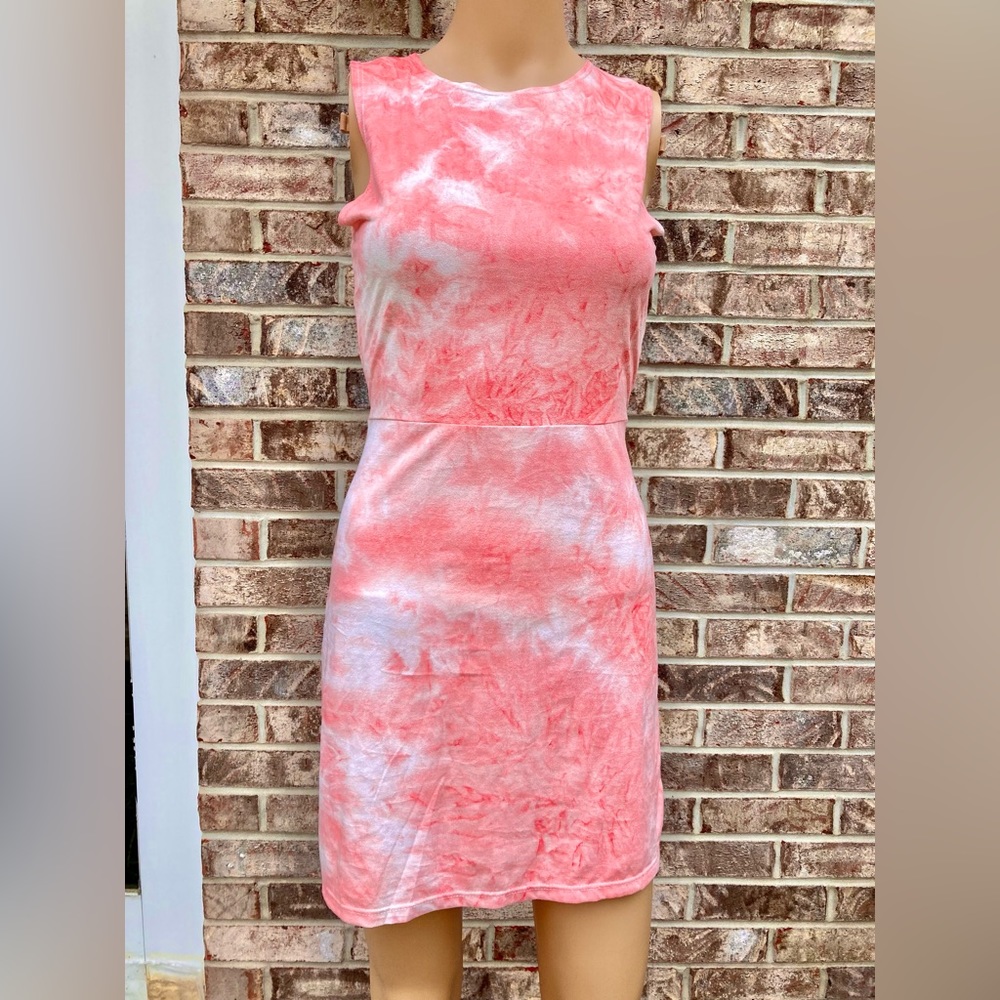 Fashion Nova Peach & White Soft Tie Dye Mini Dress